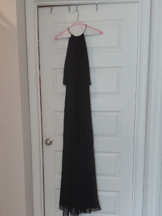Xscape Dresses & Skirts - Xscape Navy Pleated Halter Evening Gown